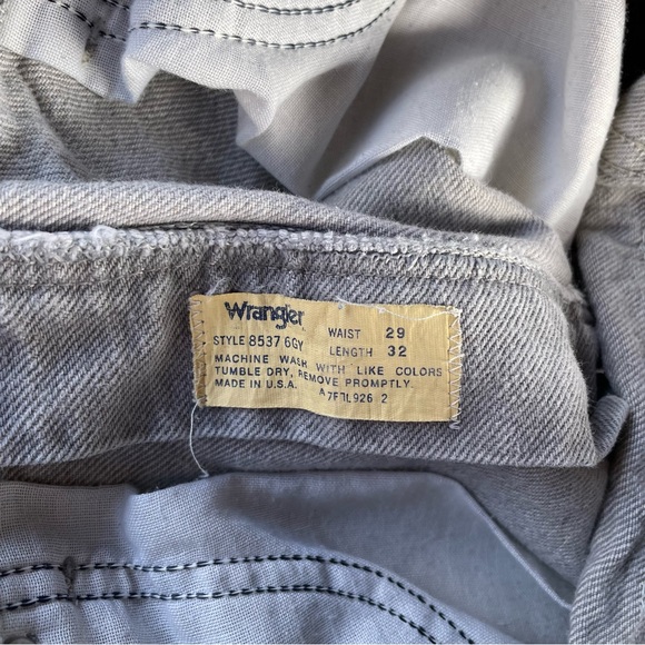 Wrangler | Vintage 80s 90s High Rise Light Gray Straight Tapered Jeans - Picture 9 of 9